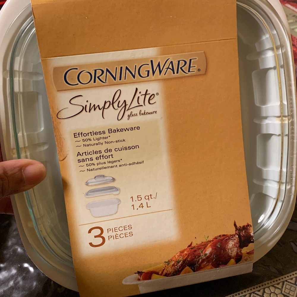 3-pc Corning Corelle 1.5 Qt SimplyLite BAKE SERVE STORE White Casserole Dish